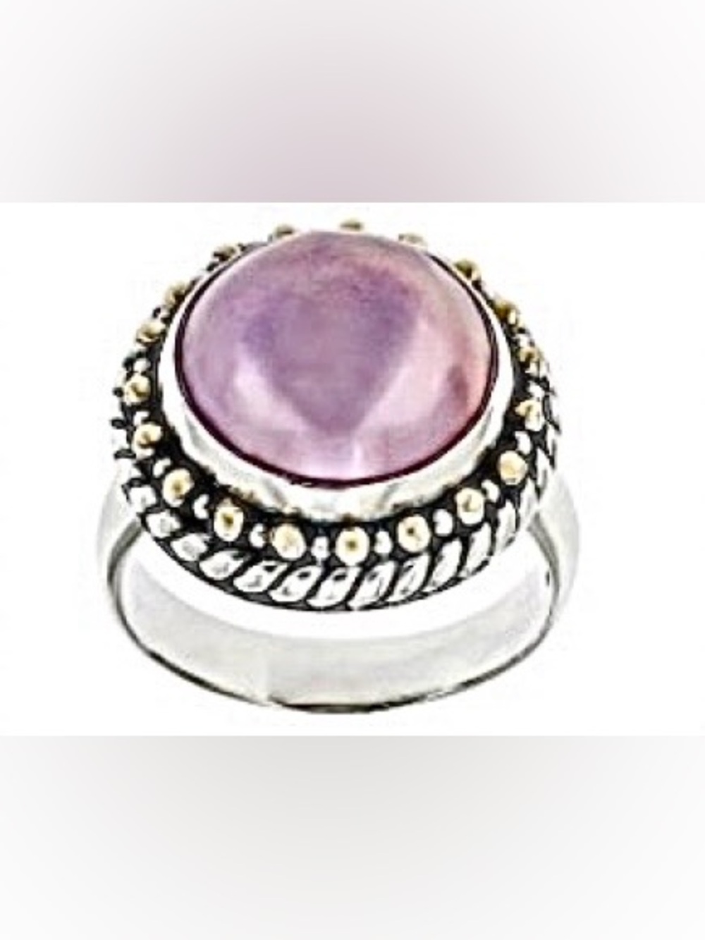 Artisan Collection of Bali Pink Pearl Silver w 18K Gold Accent Ring Size 7